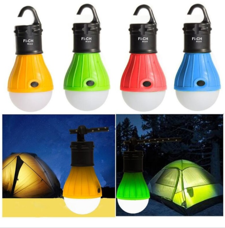 4 x Aussen Hängelampe mit je 3 LED's Camping Zelt Glühbirne Angeln Laterne Nacht