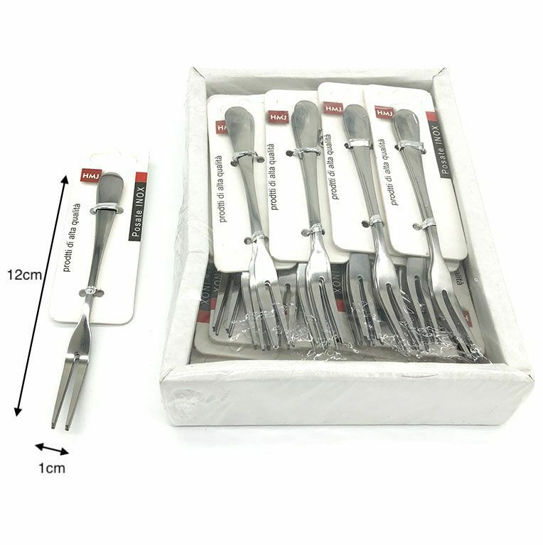 Set 72 Pezzi Servizio Forchette Forchettine Dolce Frutta Acciaio Inox Cucina hmj