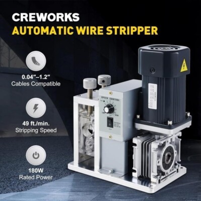 CREWORKS Automatic Electric Wire Stripper for 0.04''-1.2'' Wire *FREE SHIPPING*