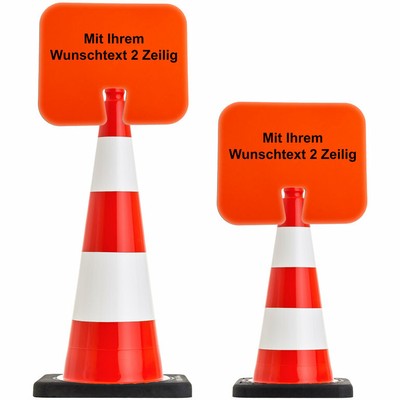 UvV Flex Leitkegel 50 oder 75cm orange + Aufsteckschild Wunschtext