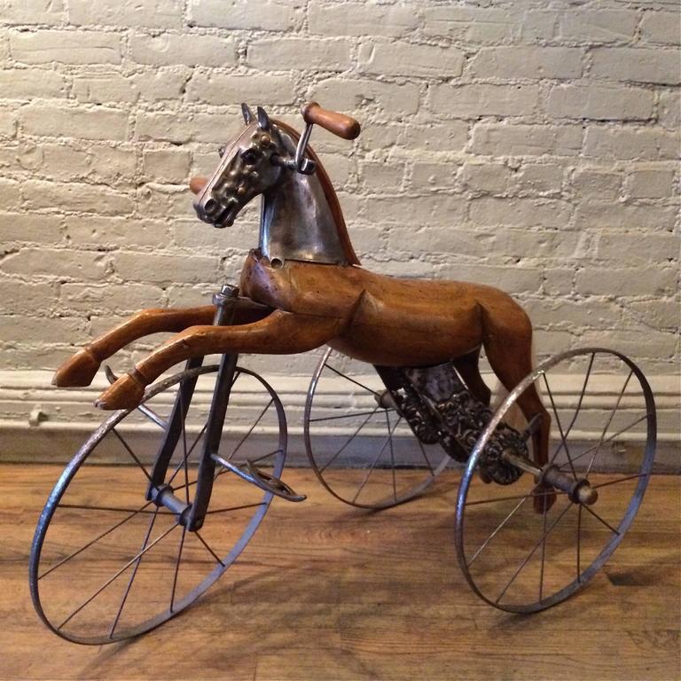 Antique French Velocipede Toy Horse Tricycle eBay