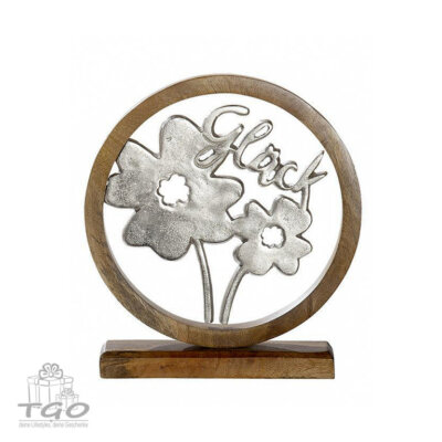 Gilde Skulptur Kreis Glück aus Mangoholz 24x27cm-48639B