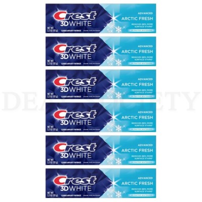 Crest 3D White Advanced Teeth Whitening Toothpaste Arctic Fresh 3.3oz Lot of 6
