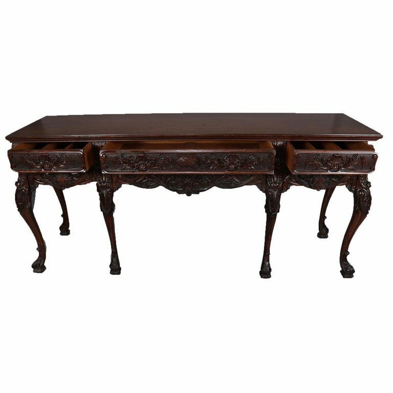Antique French Deeply Carved Walnut Sideboard, 20th Century