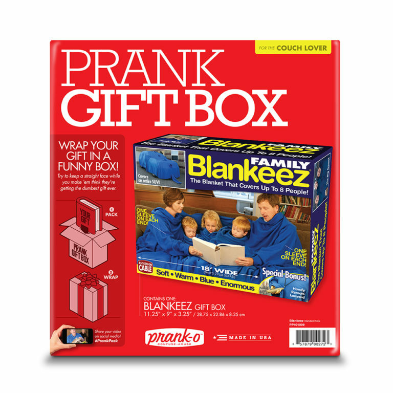 BLANKEEZ Prank Fake Gag Funny PARODY Gift Box birthday Snuggie Blanket Joke
