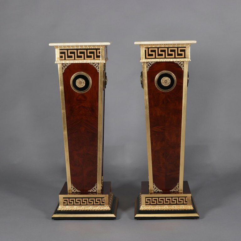 Pair of Matching Neoclassical Mahogany and Ormolu Sculpture Pedestals