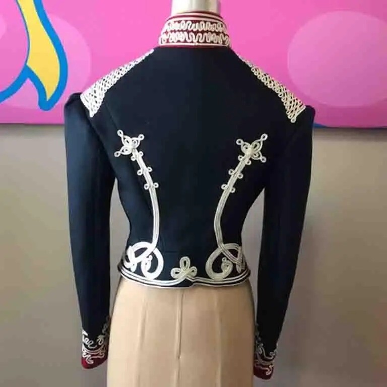 Pre-owned Handmade Military Jacket Navy Blue And Red Wool Coat