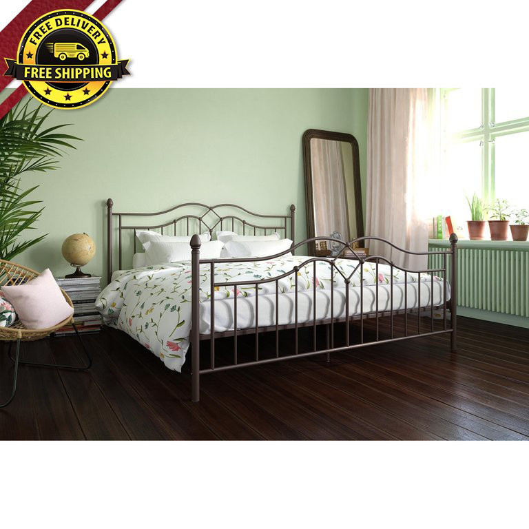 Details About Bed Frame Platform Tokyo Modern Classic Support Metal Headboard Home King Bronze