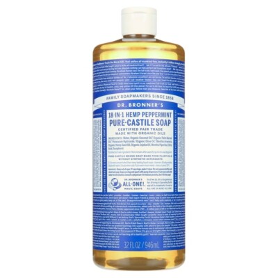 SALE!NEW Dr. Bronner's Magic Soap-Castile Liquid-Peppermint-32oz-18-in-1uses