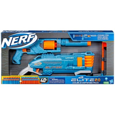 Nerf Elite 2.0 Double Defense Gun Pack Blasters and Darts Strike, Great Set, NEW