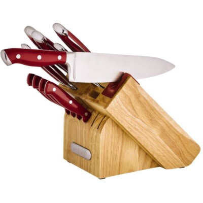 15-Piece Professional Forged Triple Riveted Knife Block Set w/ EdgeKeeper