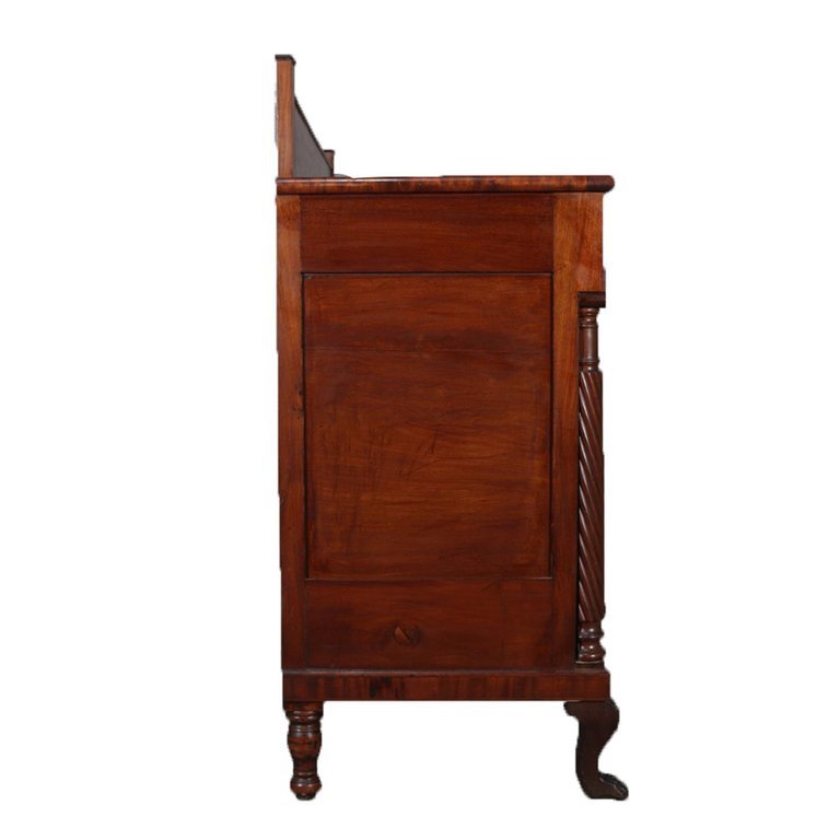 Antique American Empire Flame Mahogany and Bronze Sideboard, circa 1830