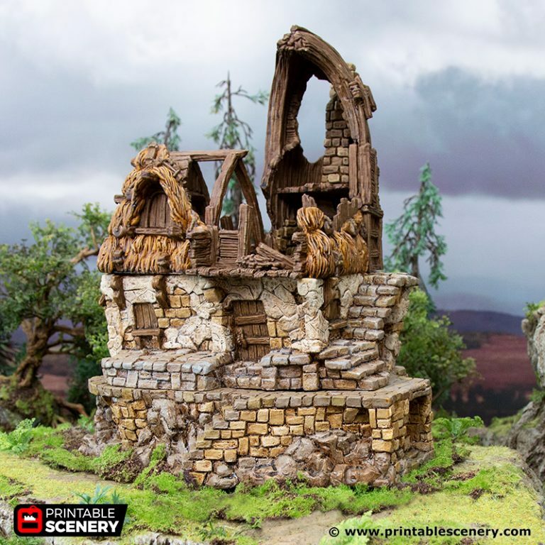Ruined Hut Building for Tabletop Gaming 28mm scale Fantasy Terrains  - Picture 2 of 5