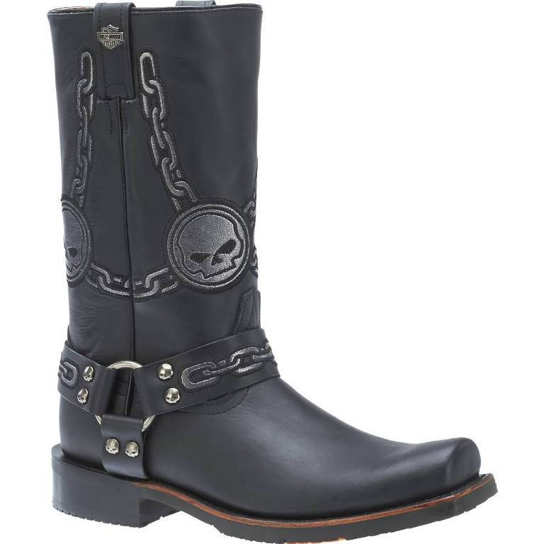 Pre-owned Harley-davidson Men's Ridgeland Pull-on Harness Boots D93299 In Black