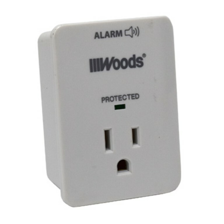 Woods 1 Outlet LED Surge Protector Alarm 900 Joules 1500W 3 Prong Grounded UL