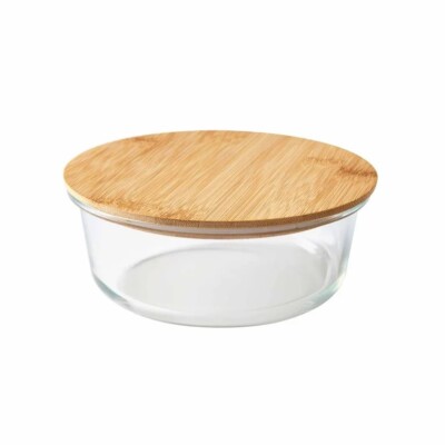 Better Home and Gardens Good Storage Container Glass, Bamboo LID Stain Resistant