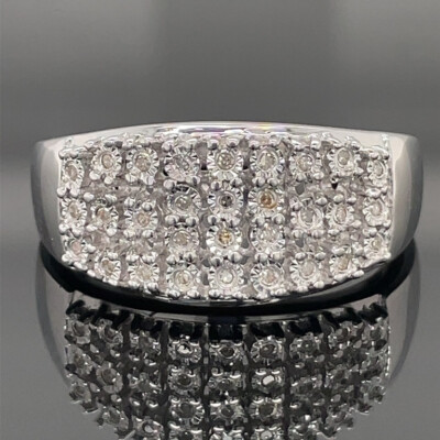 SCHMUCKJAGD RING GR. 18 (CA. 56) AUS 925/- SILBER RHODINIERT MIT DIAMANTEN