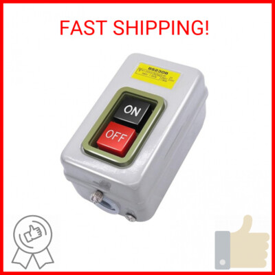mxuteuk AC 220V/380V Push Button Switch On/Off Start Stop Switch 3 Phase Self Lo