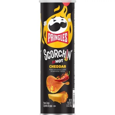 Pringles Potato Crisps Chips Scorchin  Cheddar 5.5oz Fast Free Shipping