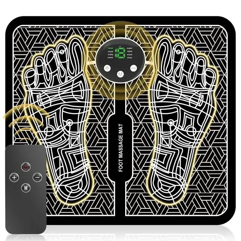 GAEN Portable Electric EMS Foot Massage Mat with Remote and Electrode Pads