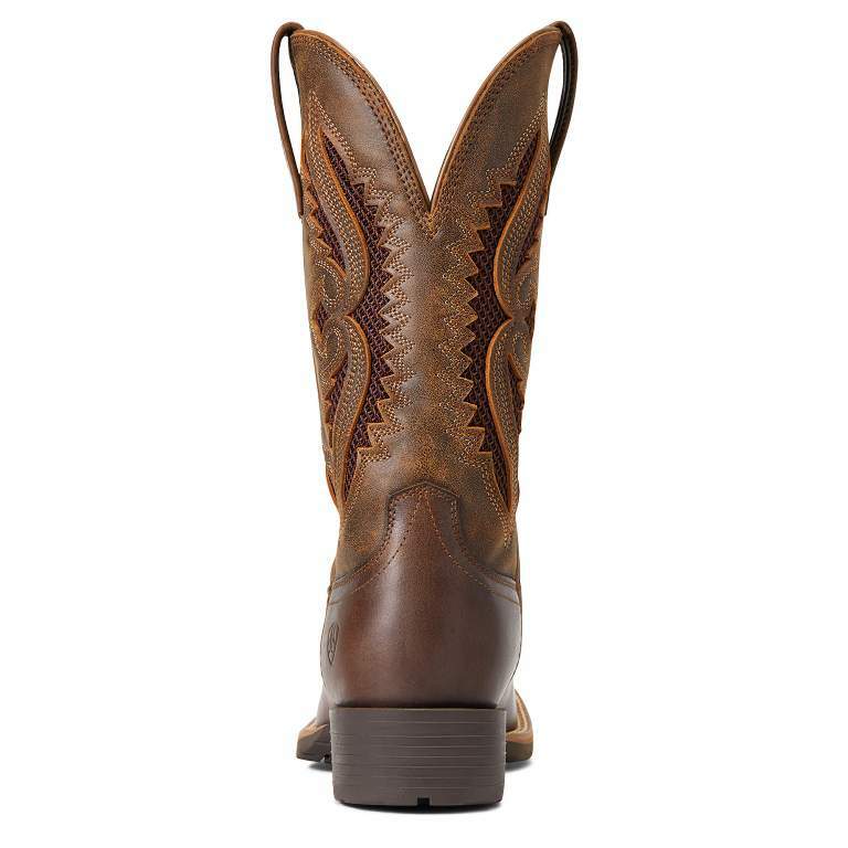 Pre-owned Ariat Ladies Hybrid Rancher Venttek 360 Western Boots Distressed Tan 10040411 In Brown