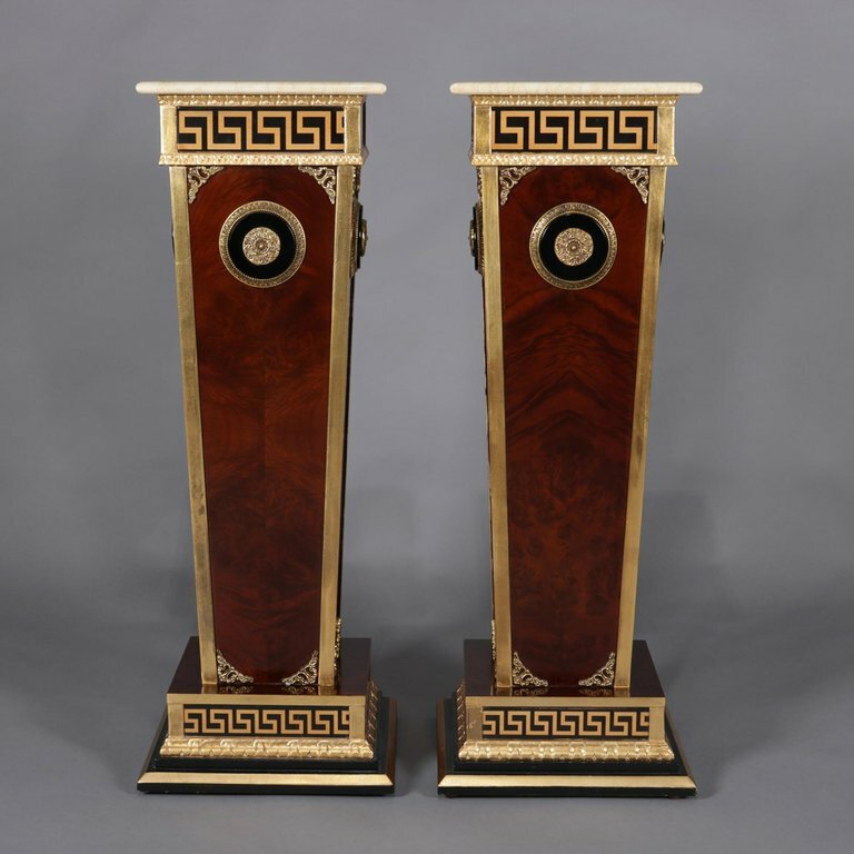Pair of Matching Neoclassical Mahogany and Ormolu Sculpture Pedestals
