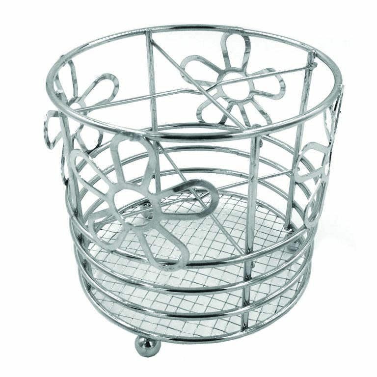 Contenitore Cilindrico Porta Posate Scola Acciaio Inox Fiori Cucina dfh