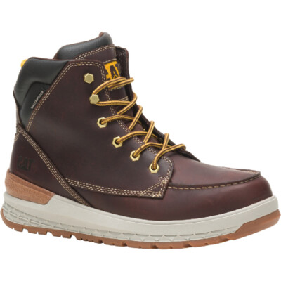 Men's Caterpillar Impact WP Waterproof Slip Resistant SOFT TOE Boot P51076 Brown