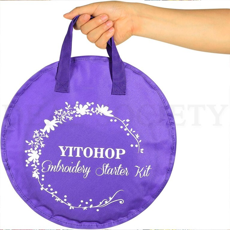 Embroidery Cross Stitch Kit with 5 Pc Embroidery Bamboo Hoops 100 Color Threads