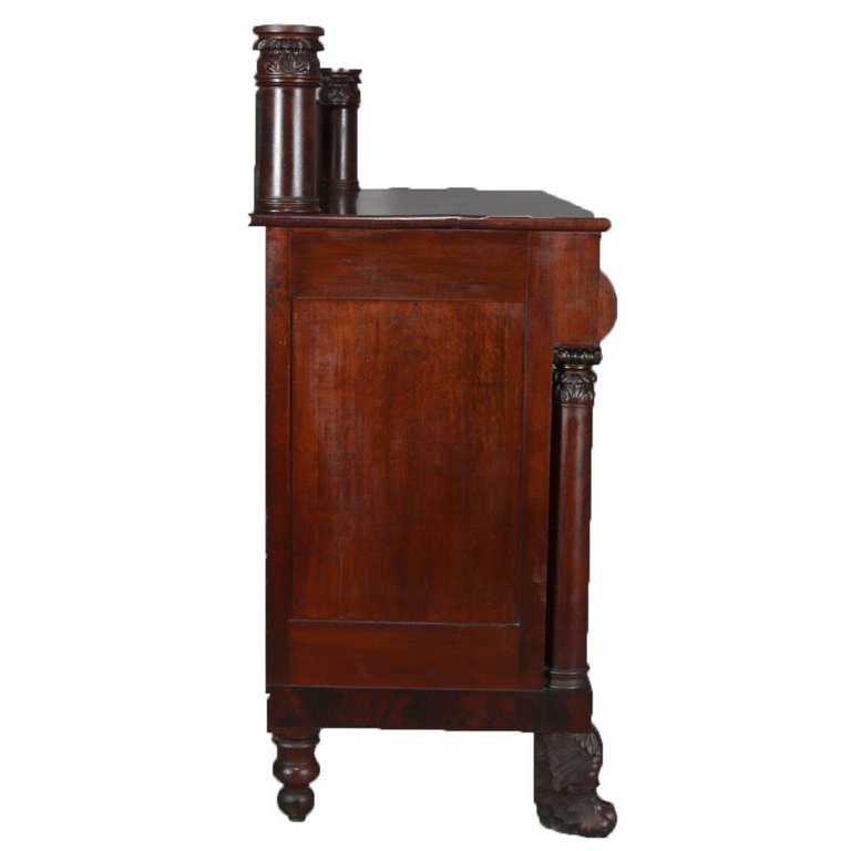 Antique American Empire Quervelle School Flame Mahogany Sideboard, circa 1830