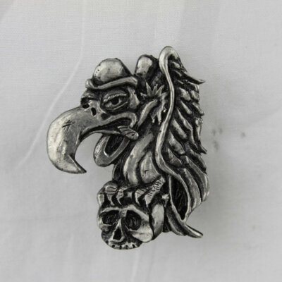 Biker Chopper Motorrad Buzzard Geier Skull Bussard Pin Anstecker Anstecknadel