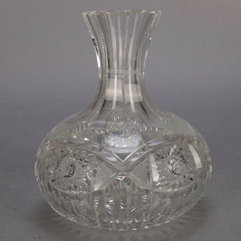 Hawkes School Cut Crystal Brilliant Glass Wine Decanter, 20th Century
