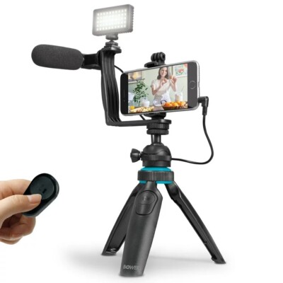 Bower Ultimate Vlogger Kit w/ 50 LED Light, HD Microphone, Phone / Vlog  Mount