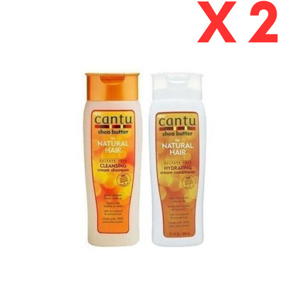 X2 Cantu Shea Butter For Natural Hair Cleansing Shampoo & Conditioner