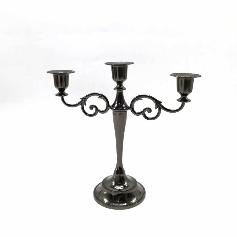 Candeliere Candelabro Portacandele 3 Candele Metallo Nero 10049 bal
