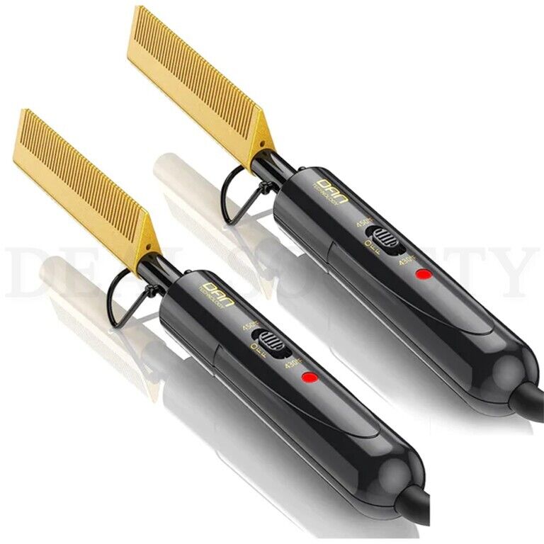 Electric Ceramic pressing Small Hot Comb for thick coarse hair 450℉ Lot of 2