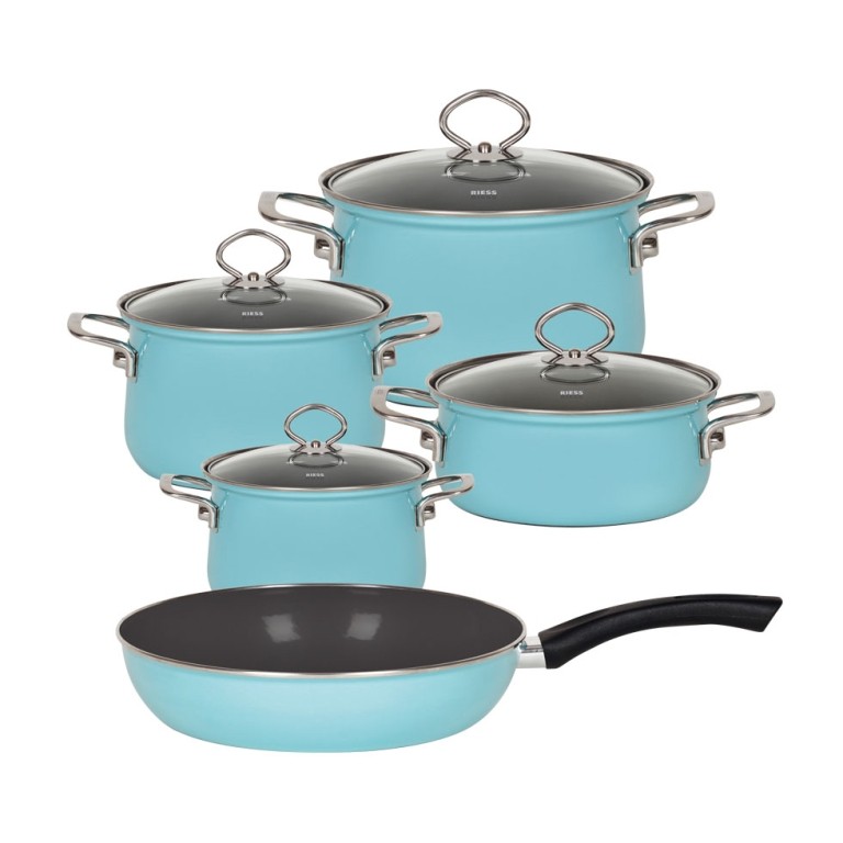 Riess Topfset 5 teilig Kristallblau Kochgeschirr