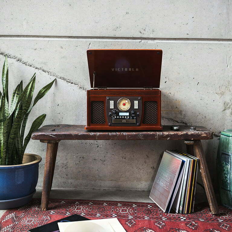 Victrola Wood 8-in-1 Nostalgic Bluetooth Record Player with USB Encoding