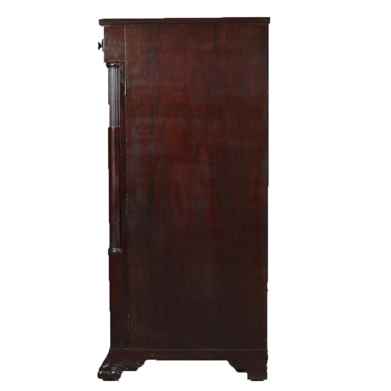Antique American Empire Carved Mahogany Gentleman's Wardrobe, circa 1910