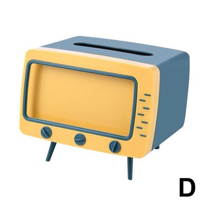 Retro Kawaii TV Tissue Box Cover Smart Phone Holder Stand Aesthetic Desk Decor