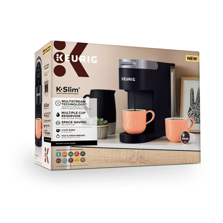New Keurig K-Slim Single Serve K-Cup Pod Coffee Maker, MultiStream Tech, Black New Keurig K-Slim Single Serve K-Cup Pod Coffee Maker, MultiStream Tech, Black