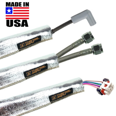 Metallic Heat Shield Sleeve Insulated Wire Hose Cover Wrap Loom Tube 1.5" 3 Ft