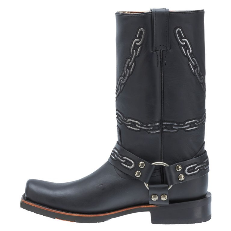 Pre-owned Harley-davidson Men's Ridgeland Pull-on Harness Boots D93299 In Black