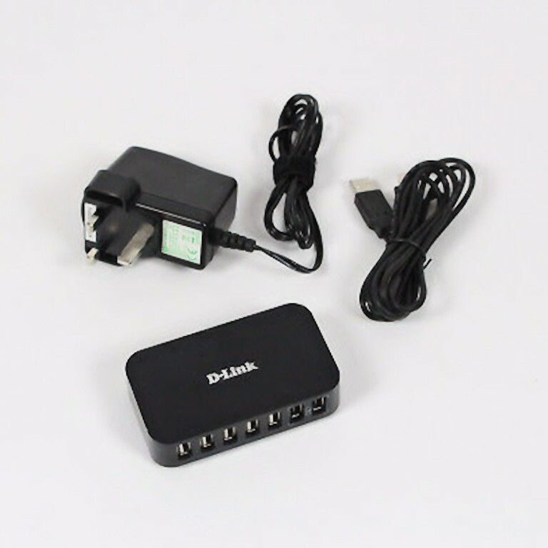 D-Link DUBH7 DUB-H7 7 Port USB 2.0 Hub Silver Gray w/adapter & USB SHIPS FREE