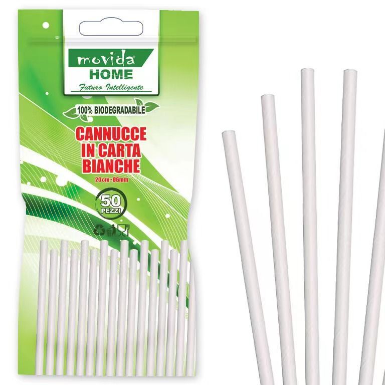 Set 600 Pezzi Cannucce Bio Carta Bianche 20cm Feste Compleanni Party dfh