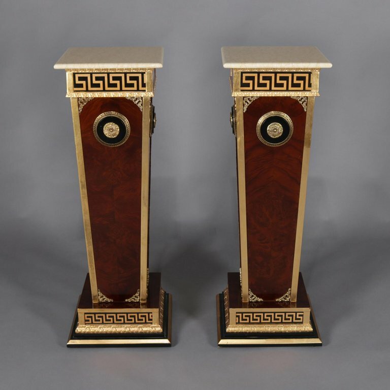Pair of Matching Neoclassical Mahogany and Ormolu Sculpture Pedestals