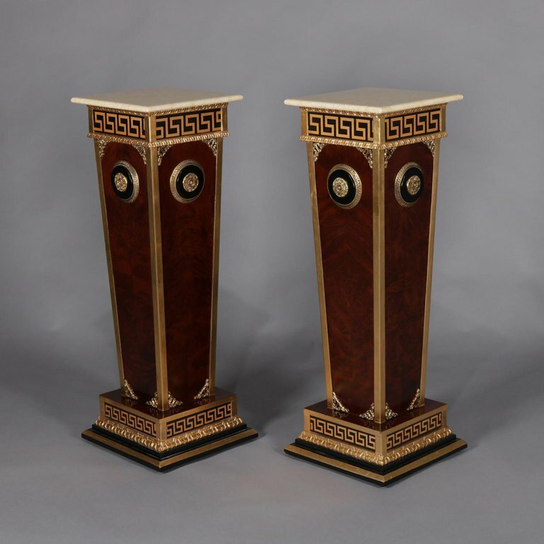 Pair of Matching Neoclassical Mahogany and Ormolu Sculpture Pedestals