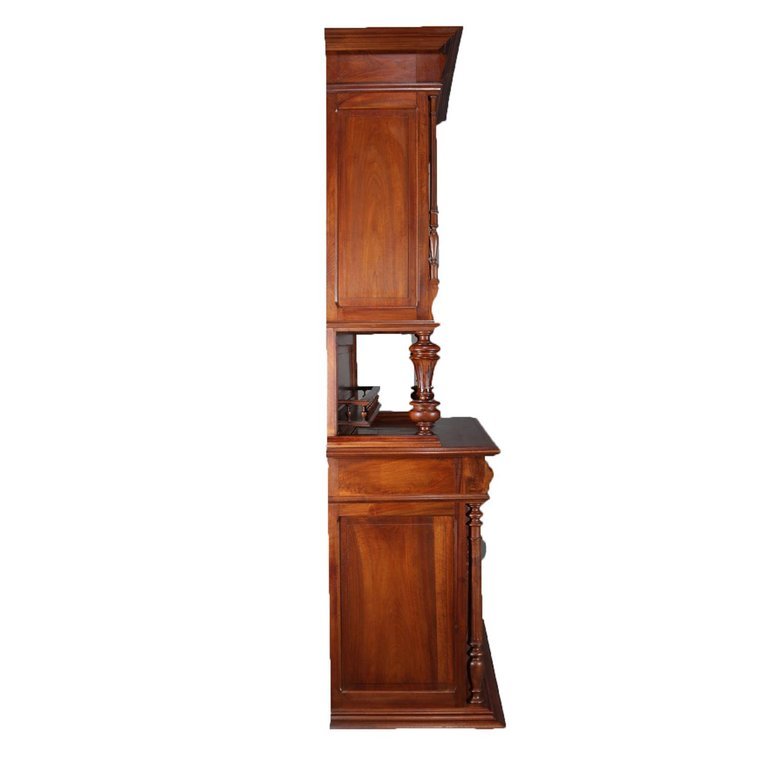 Antique English Carved Oak Grape and Leaf Court Cupboard, circa 1890