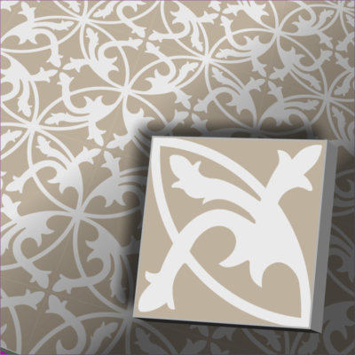 Musterfliese orientalische Fliese spanische Bodenfliese Mondial graubeige hell