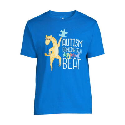 Mens Autism Awareness Graphic T-shirt Giraffe Dancing to a Different Beat Large